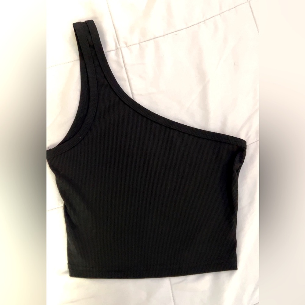 Black, one shoulder tank top